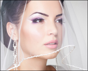 Bride with veil wearing Lip Ink
